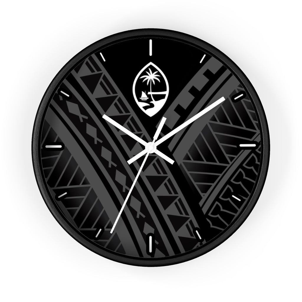 Guam Seal Tribal Black Wall Clock