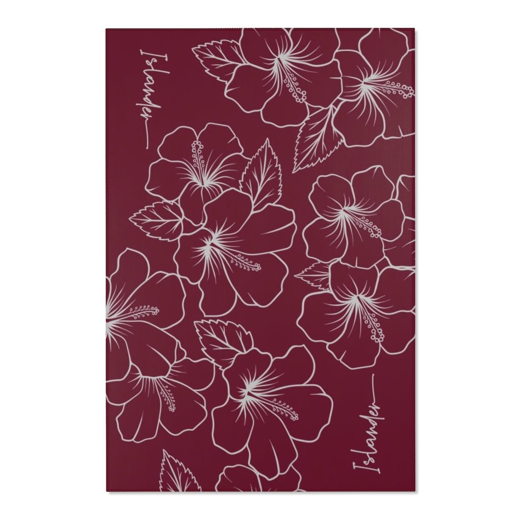 Guam CNMI Modern Hibiscus Red Area Rug