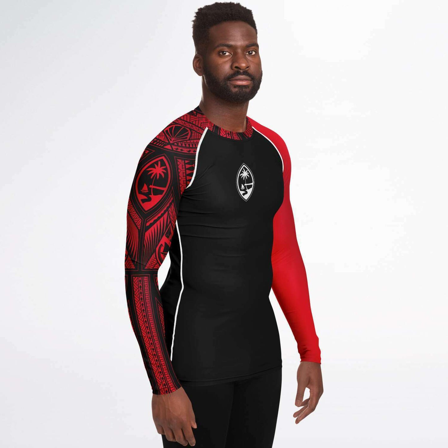 Guahan Tribal Men's Red Rashguard