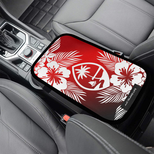 Guam Tropical Hibiscus Red Car Armrest Cover