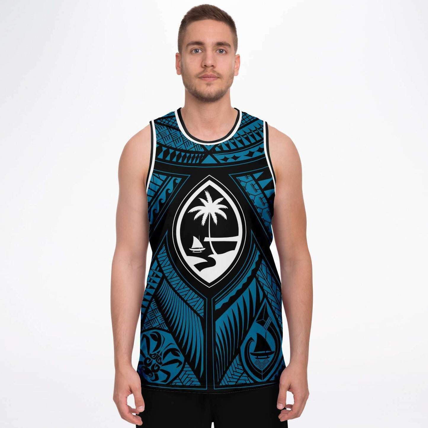 Guahan Tribal Blue Basketball Jersey