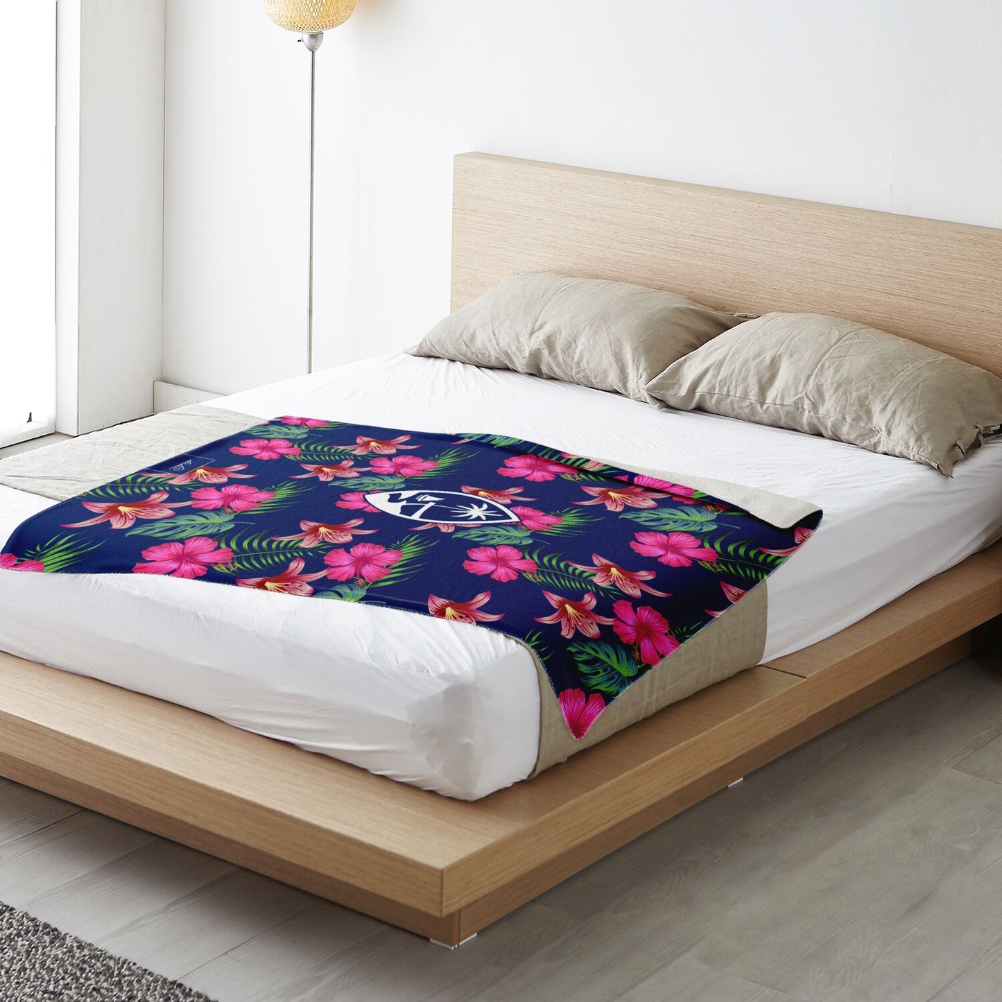 Guam Hibiscus Island Blue Microfleece Blanket