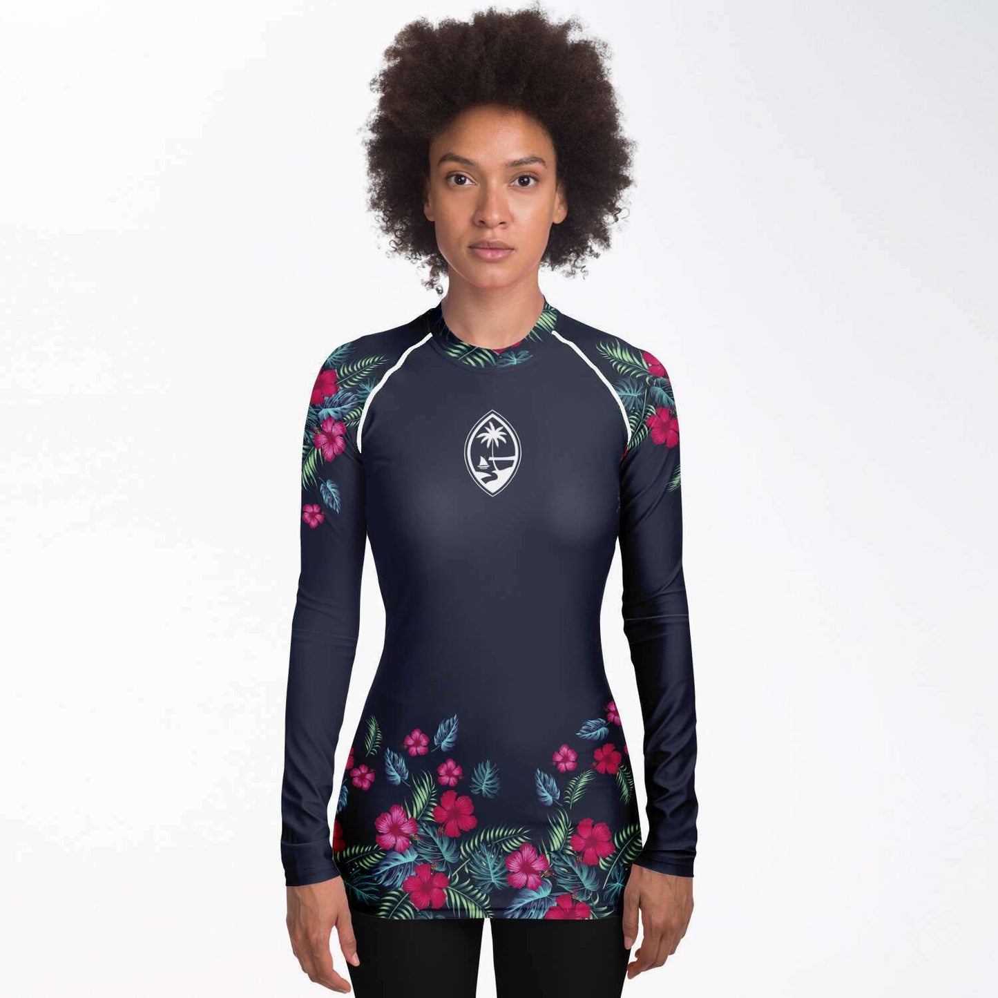 Guam Hibiscus Floral Women's Rashguard