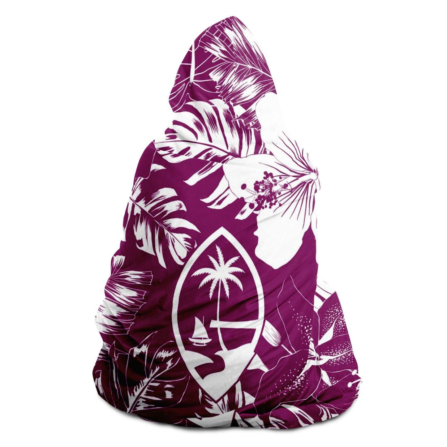 Guam Seal Purple Hibiscus Premium Sherpa Hooded Blanket
