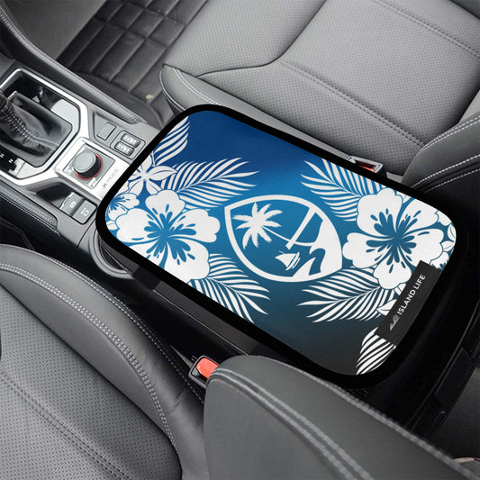 Guam Tropical Hibiscus Blue Car Armrest Cover