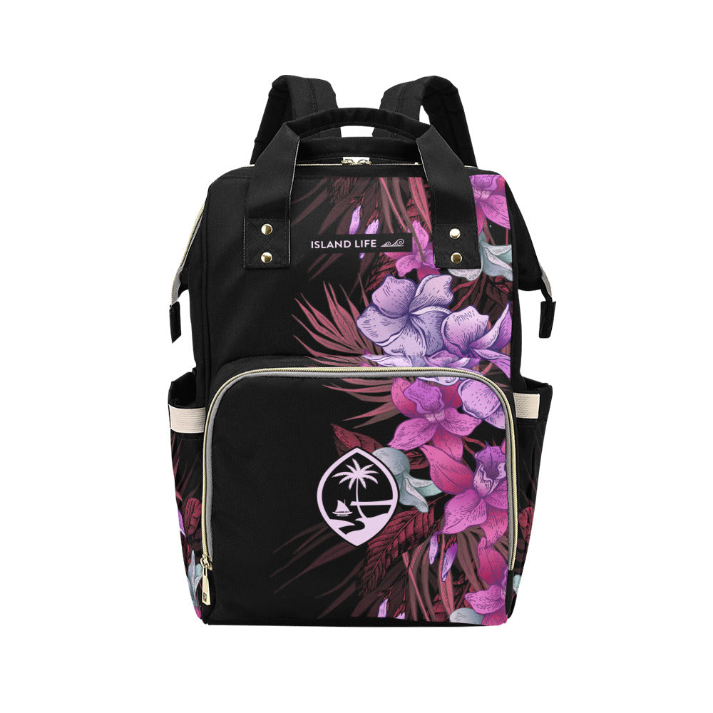 Guam Vintage Hibiscus Multi-Function Baby Diaper Backpack Bag