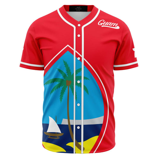 Guam Seal Red Baseball Jersey with Personalization
