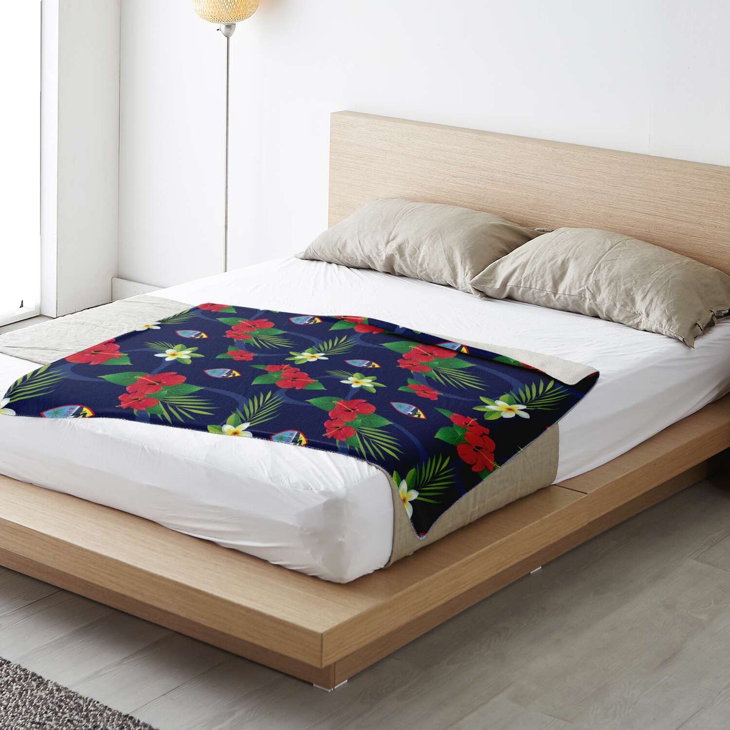 Guam Flag Flowers Microfleece Blanket