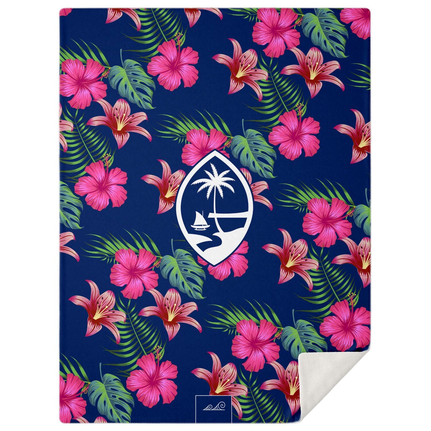 Guam Hibiscus Island Blue Microfleece Blanket