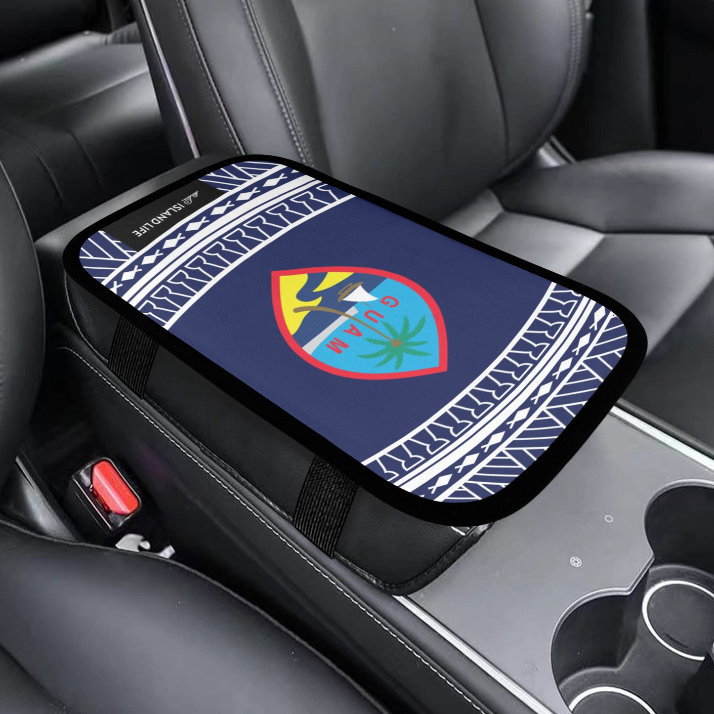 Guam Tribal Blue Car Armrest Cover