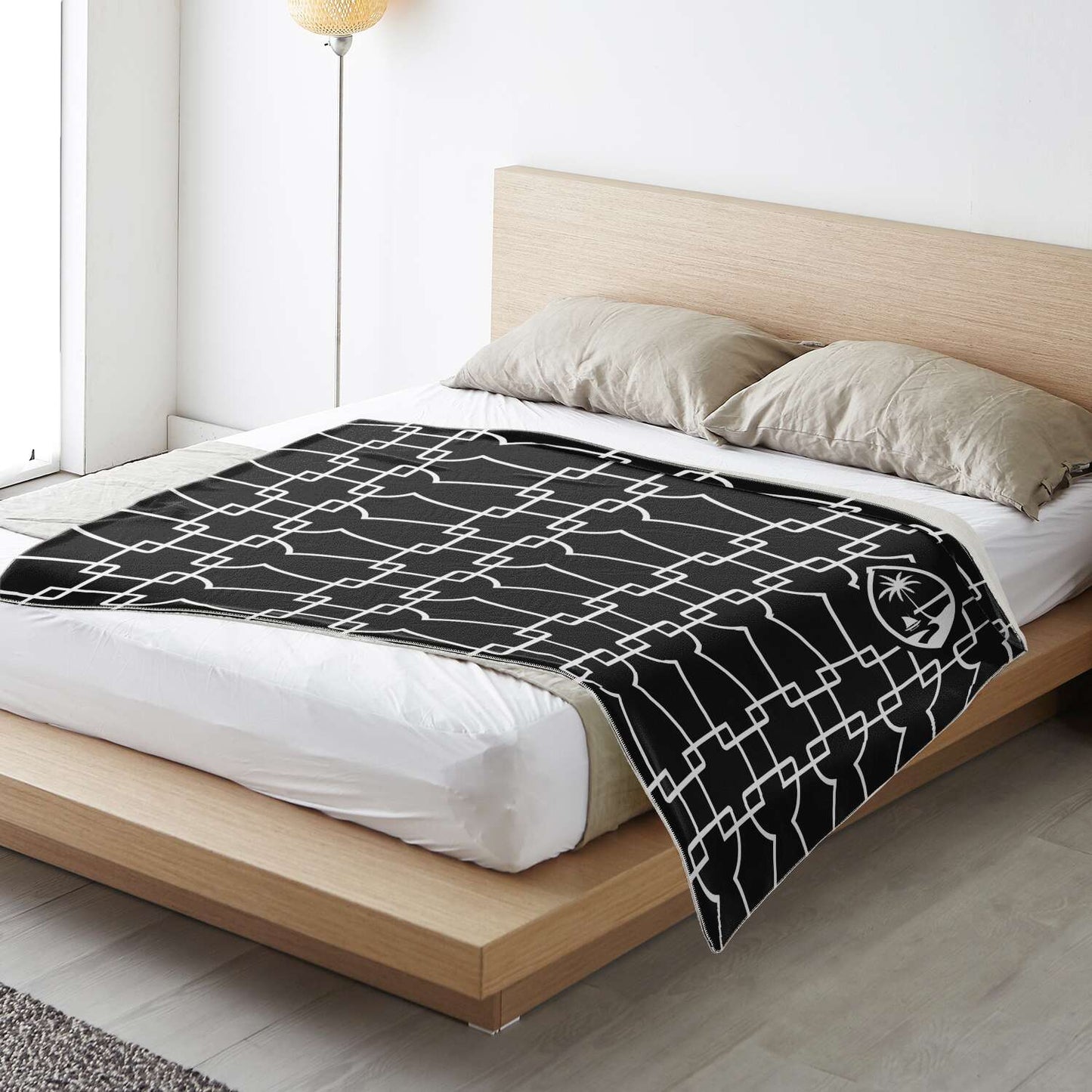 Geometric Latte Stone Guam Microfleece Blanket