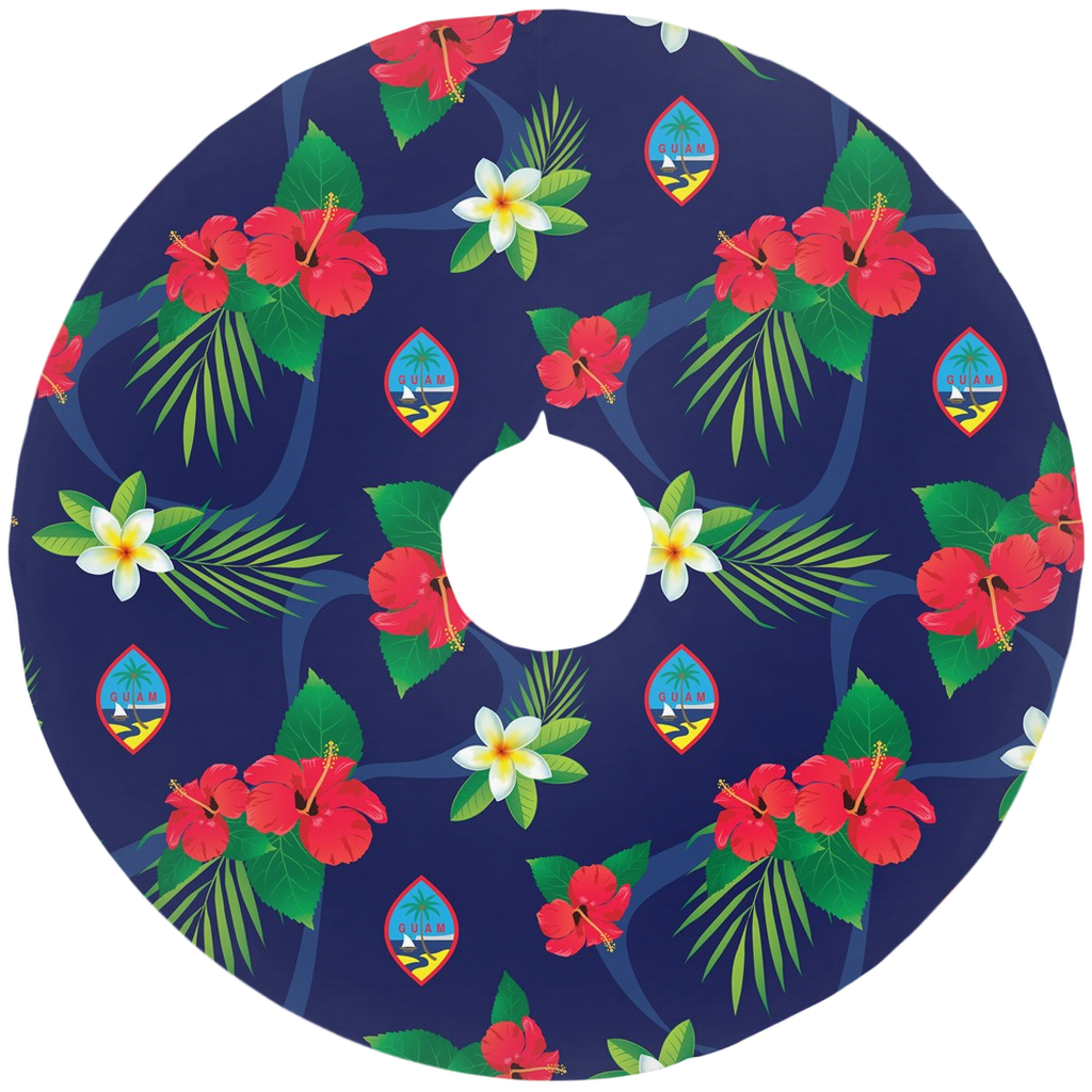 Guam Flag Flowers Christmas Tree Skirt