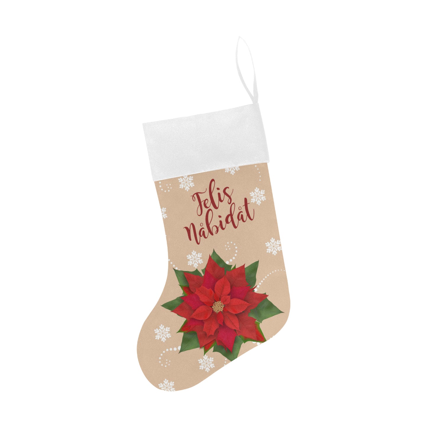 Felis Nabidat Poinsettia Tan Guam CNMI Christmas Stocking Christmas Stocking