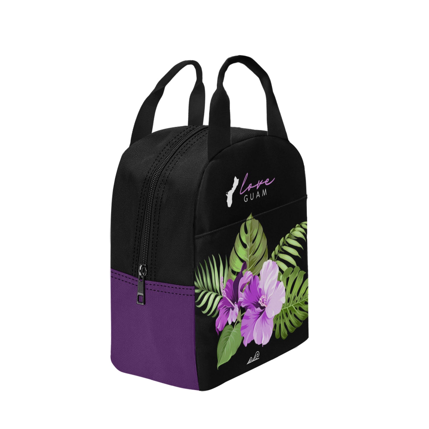 Love Guam Purple Hibiscus Zipper Lunch Bag