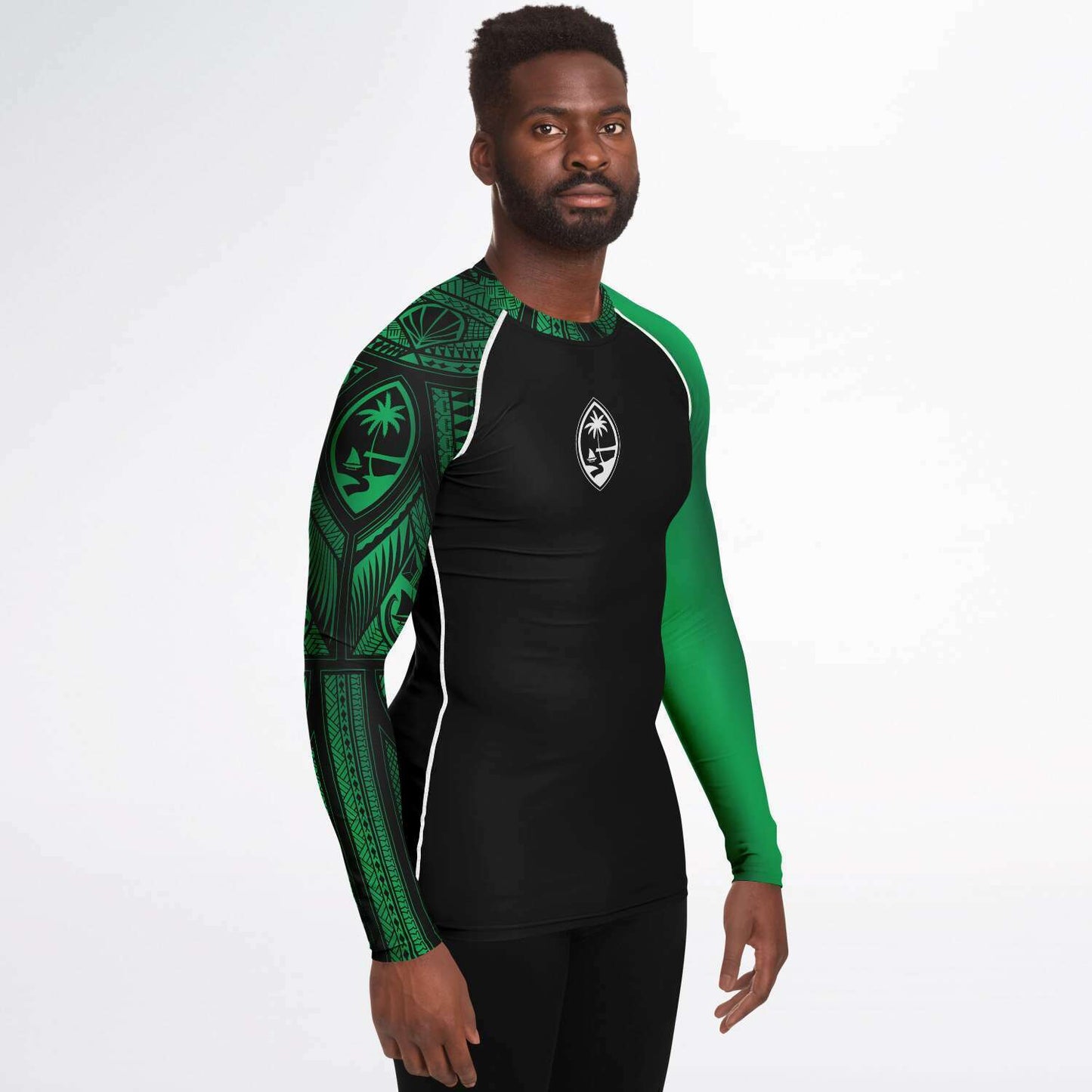 Guahan Tribal Men's Green Rashguard