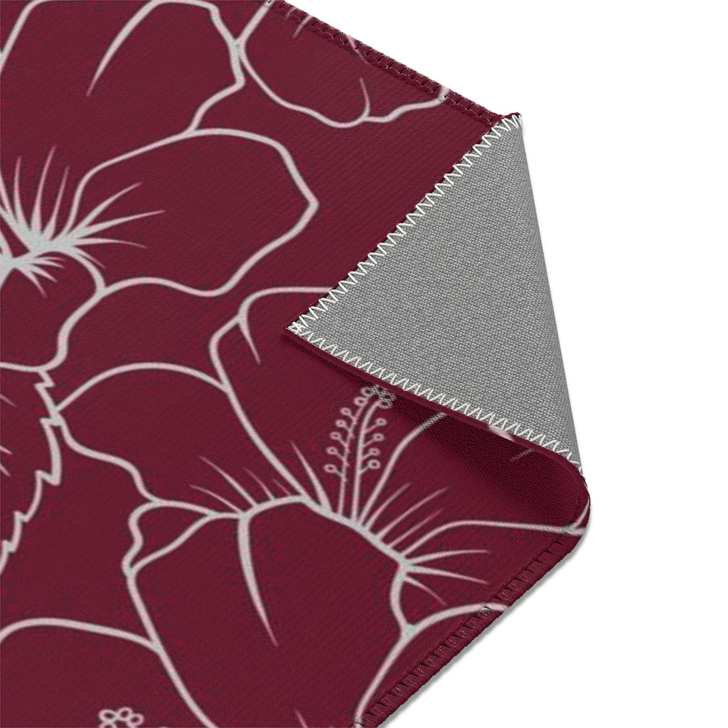 Guam CNMI Modern Hibiscus Red Area Rug