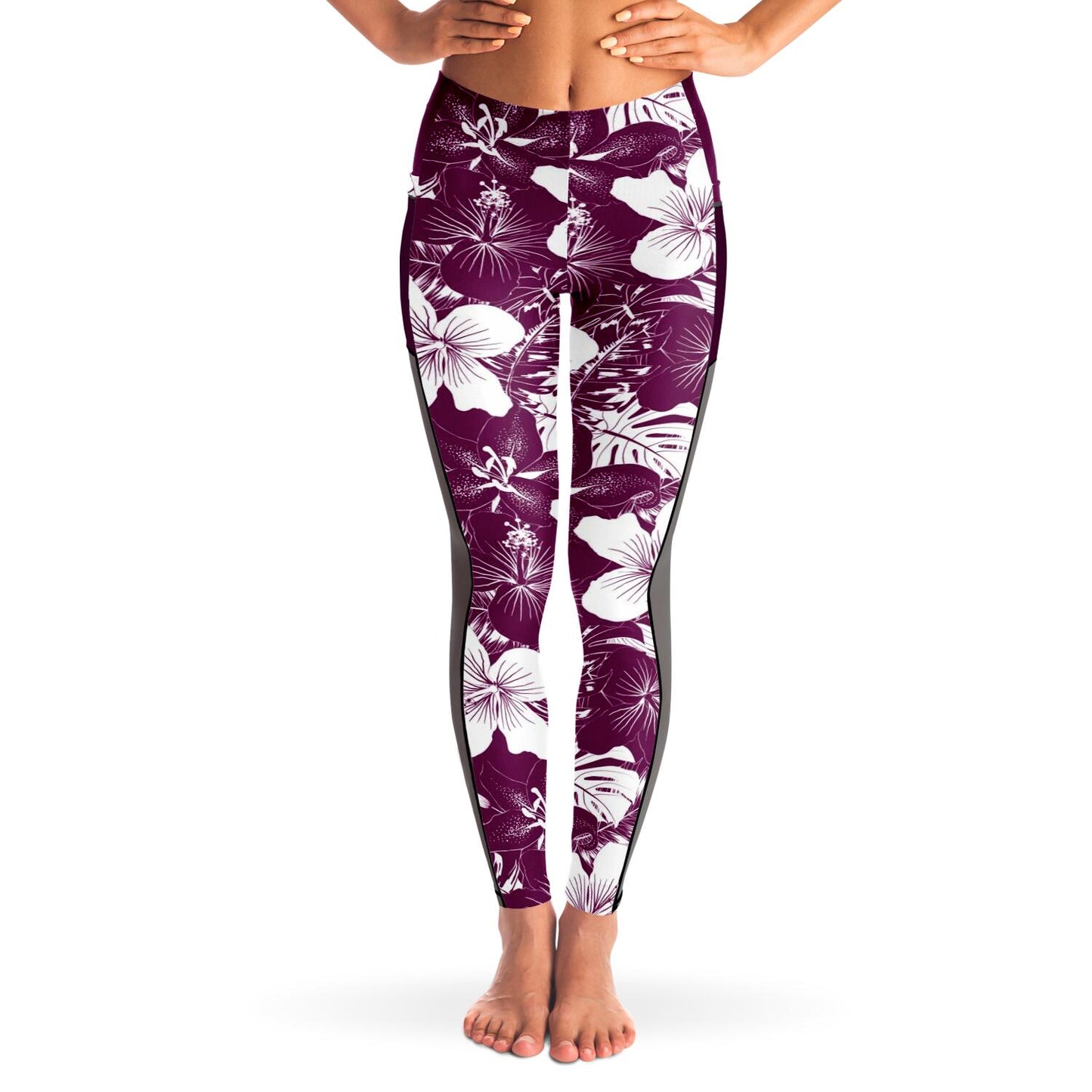 Guam Purple Hibiscus Mesh Leggings
