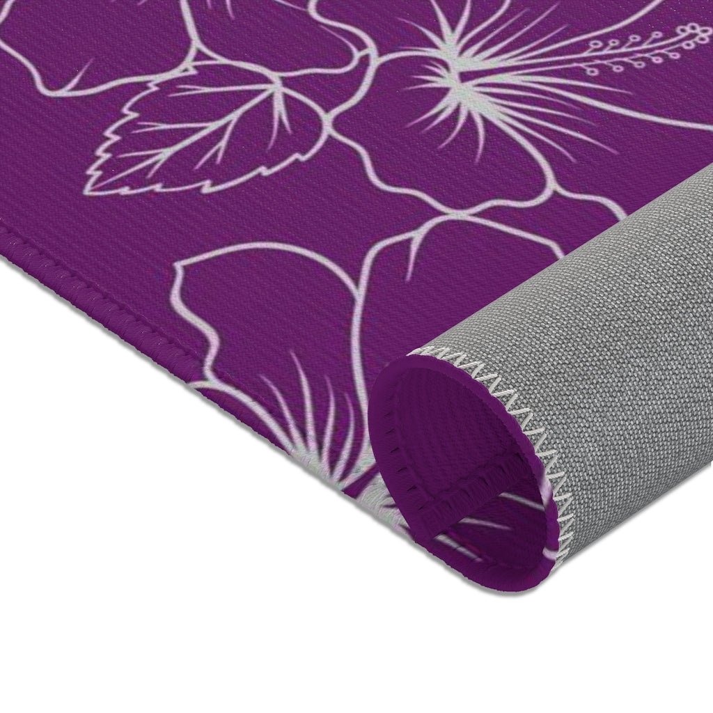 Guam CNMI Modern Hibiscus Purple Area Rug