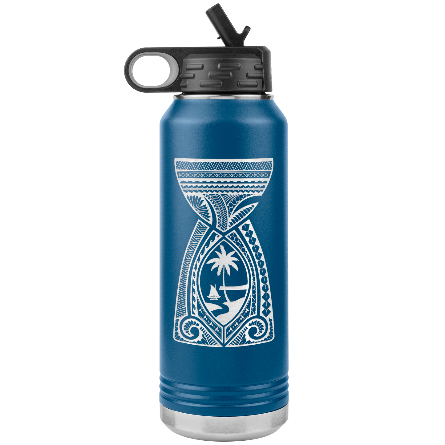 Guam Latte Stone Tribal 32oz Water Bottle Tumbler