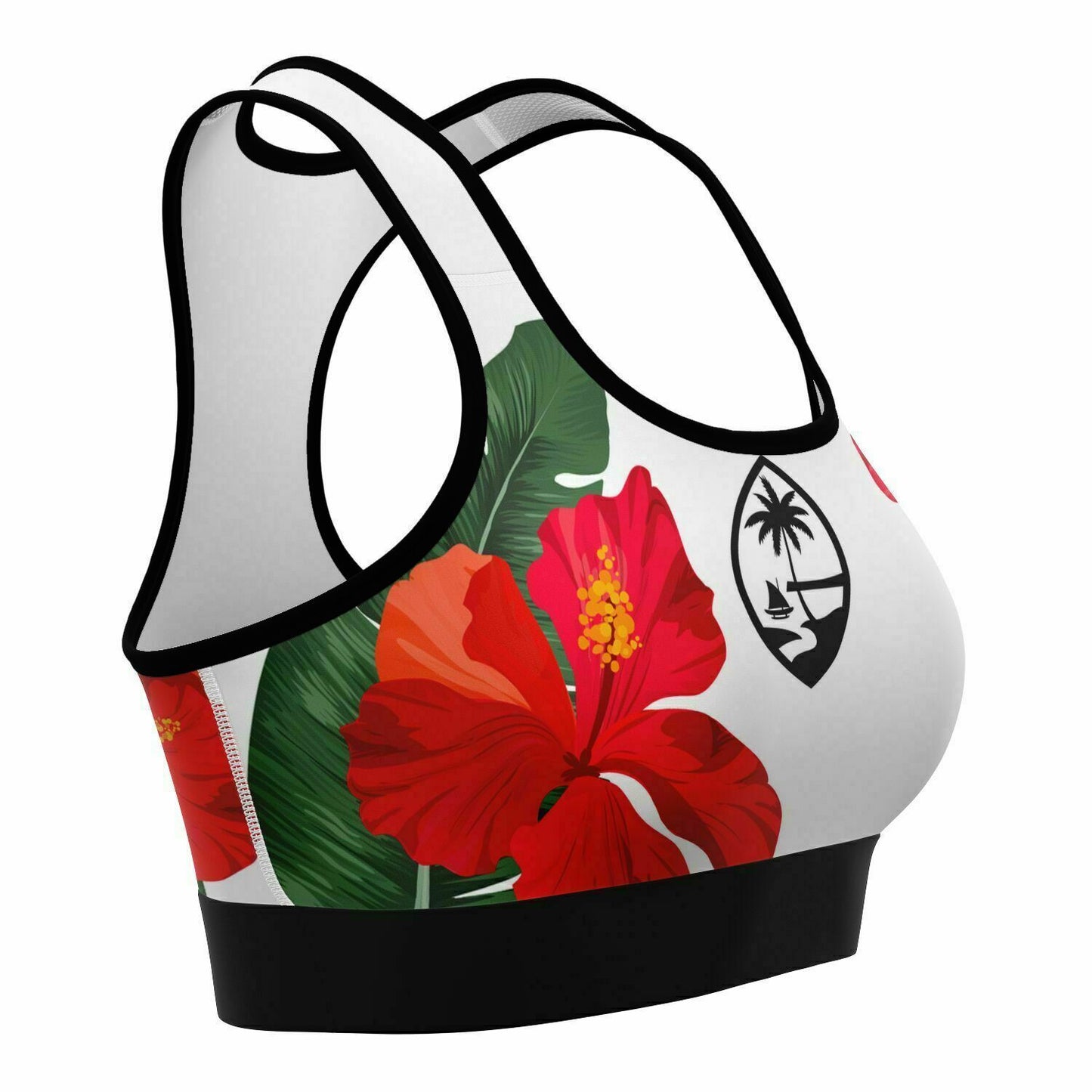 Guam Red Hibiscus Paradise Sports Bra