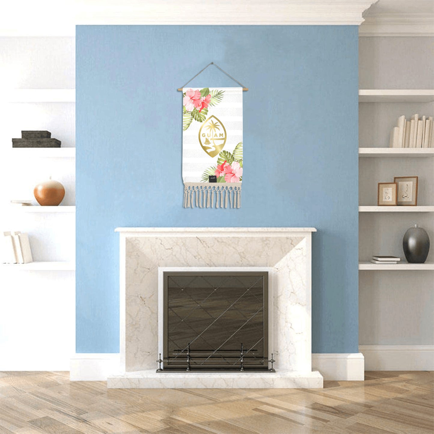 Guam Hibiscus Striped Linen Hanging Poster