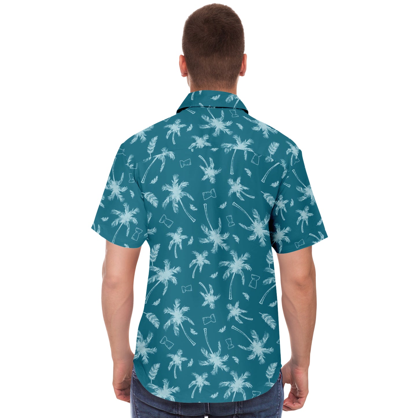 Latte Stone Coconut Trees Blue Button Down Shirt