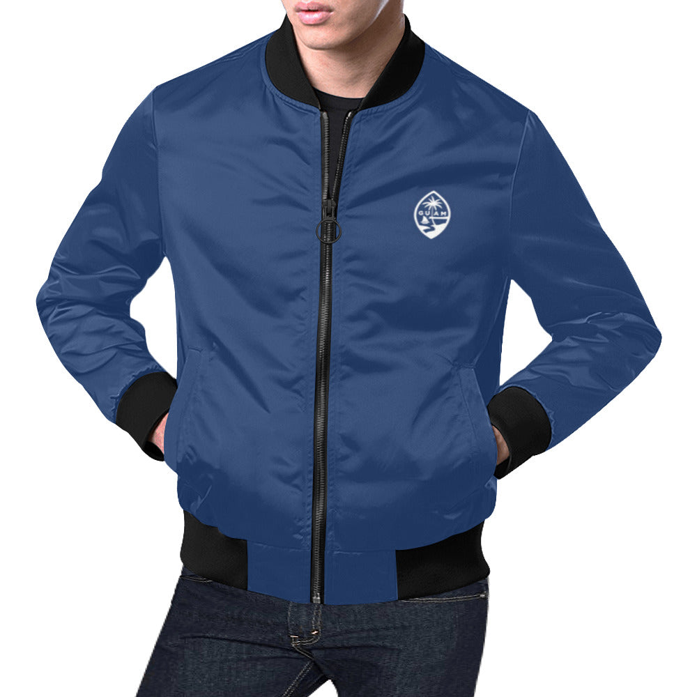 Guam Map Blue Men's Bomber Jacket Plus Size