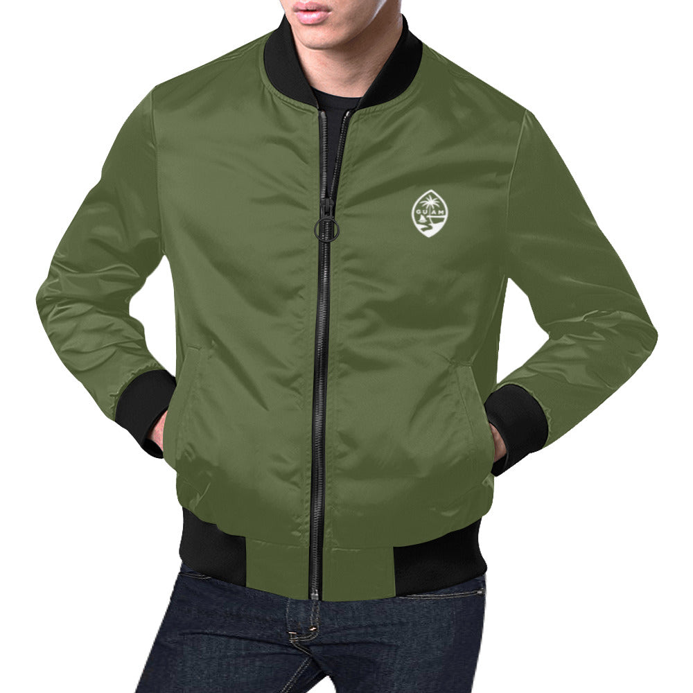 Guam Map Green Men's Bomber Jacket Plus Size