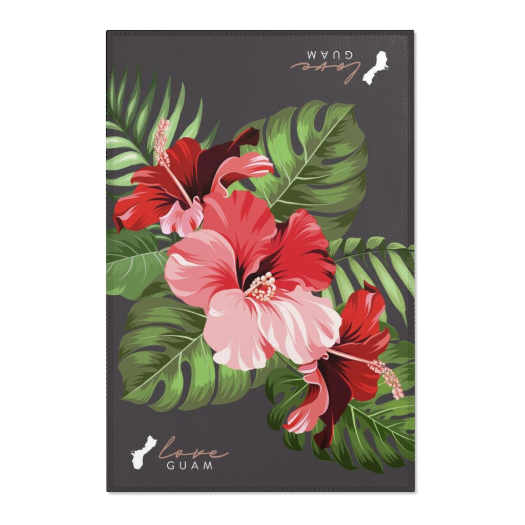 Love Guam Red Hibiscus Area Rug
