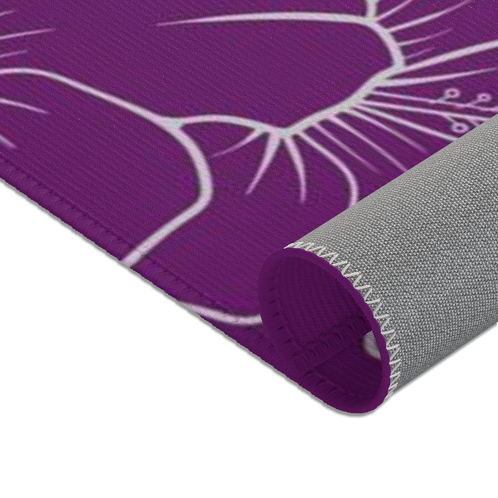 Guam CNMI Modern Hibiscus Purple Area Rug