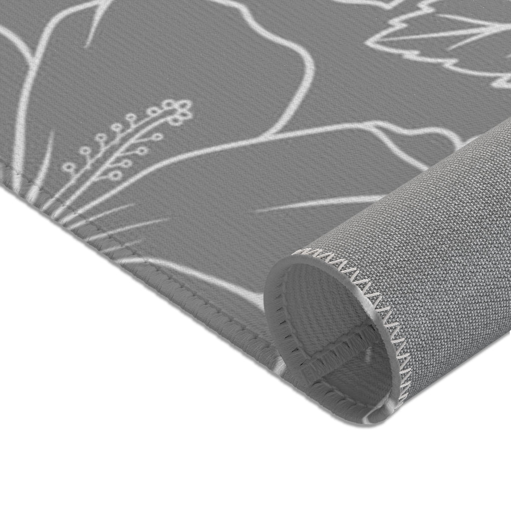 Guam CNMI Modern Hibiscus Gray Area Rug