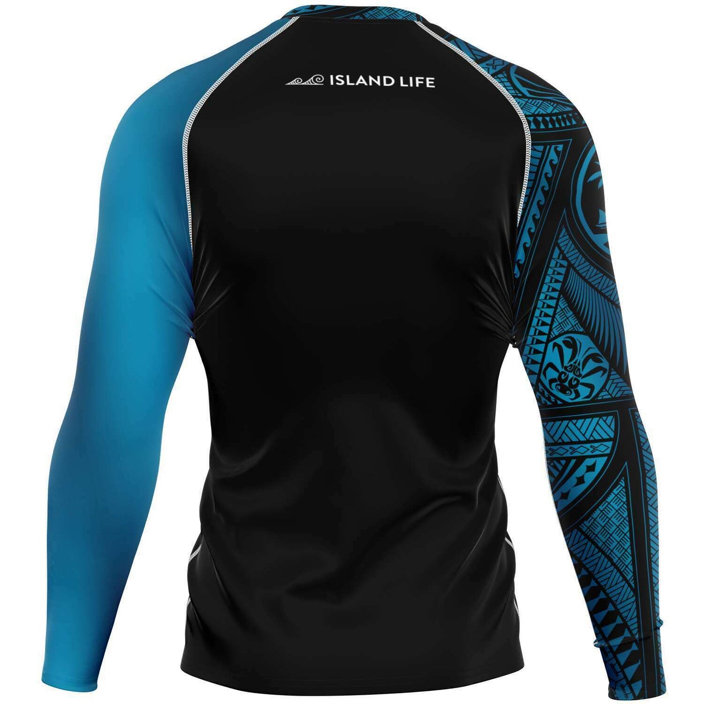 Guahan Tribal Men's Aqua Blue Rashguard