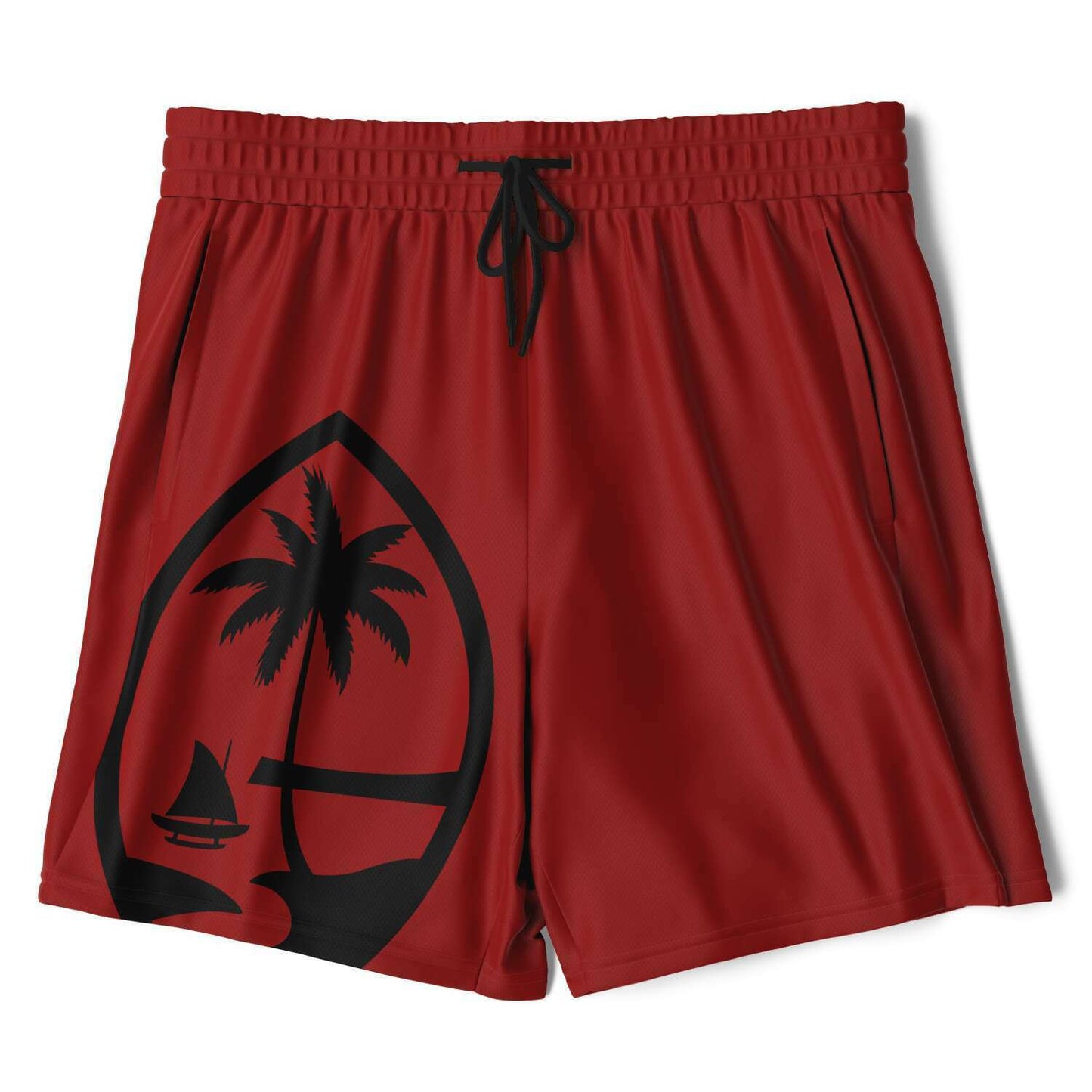 Guam Tribal Layer Red 2-in-1 Phone Pocket Active Shorts