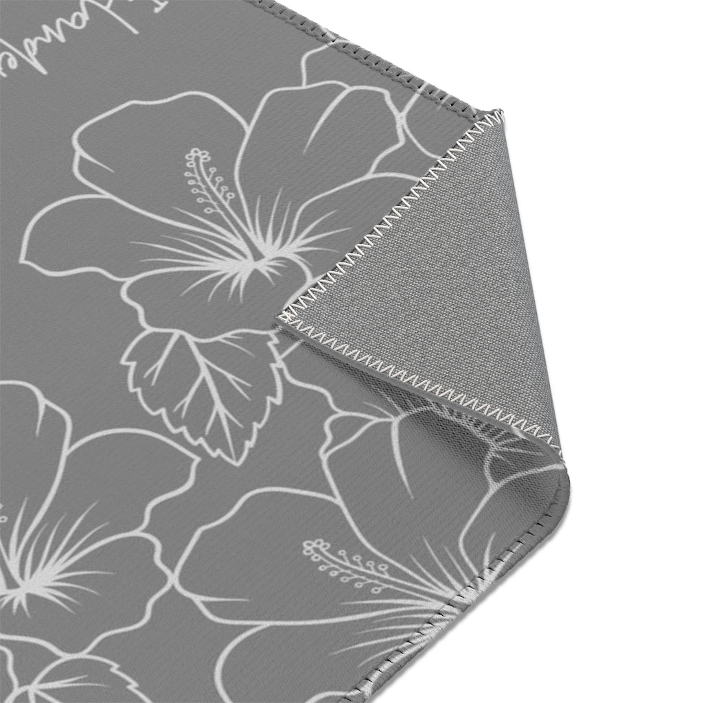 Guam CNMI Modern Hibiscus Gray Area Rug