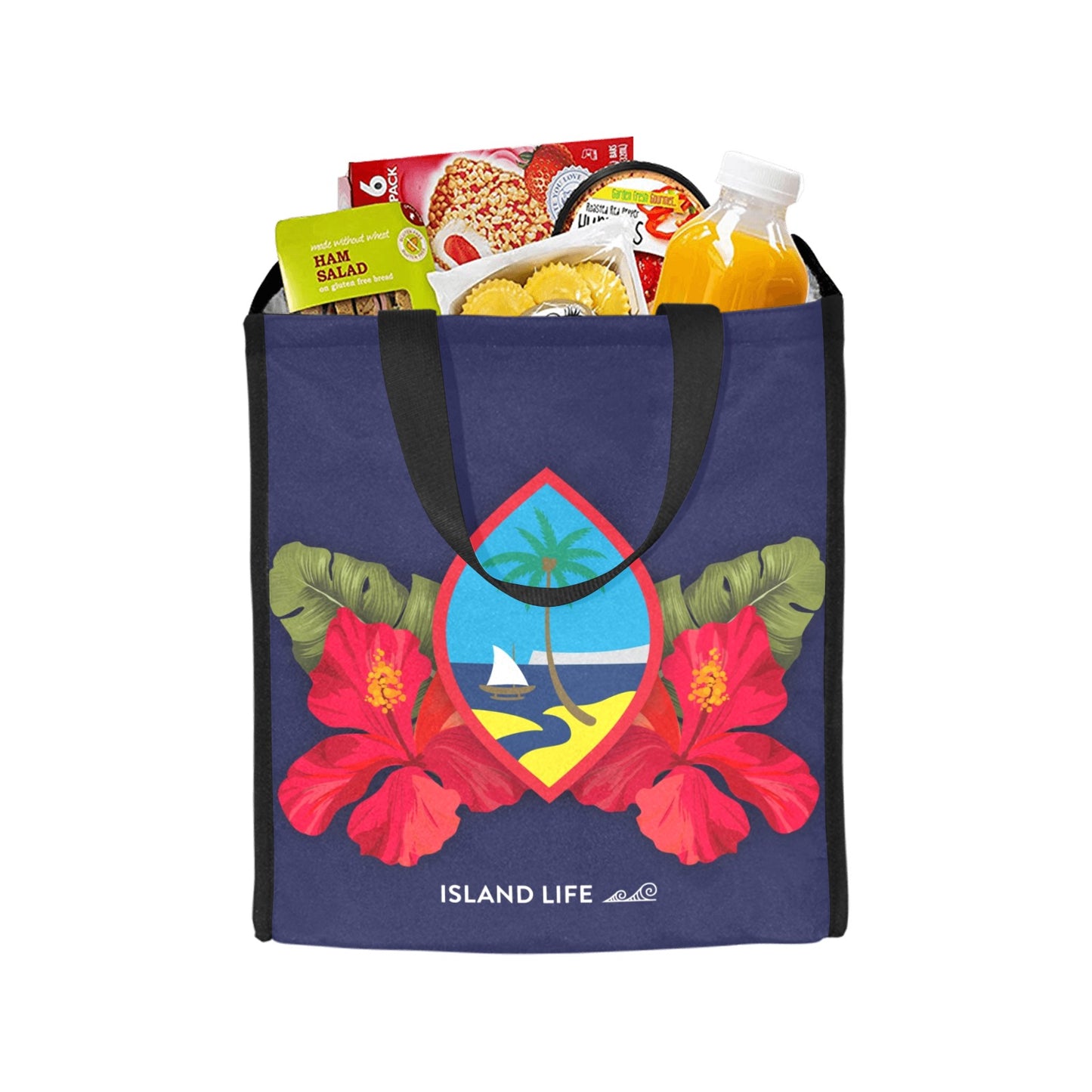 Guam Seal Hibiscus Paradise Balutan Large Picnic Tote Bag