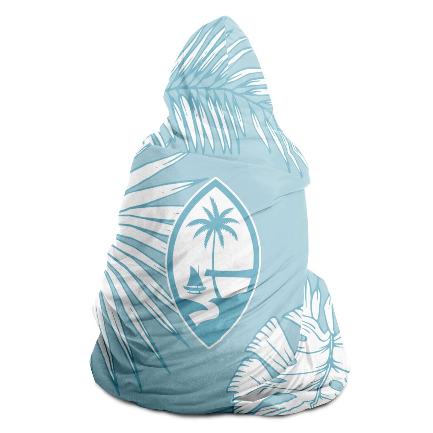 Guam Jungle Leaves Blue Hooded Blanket