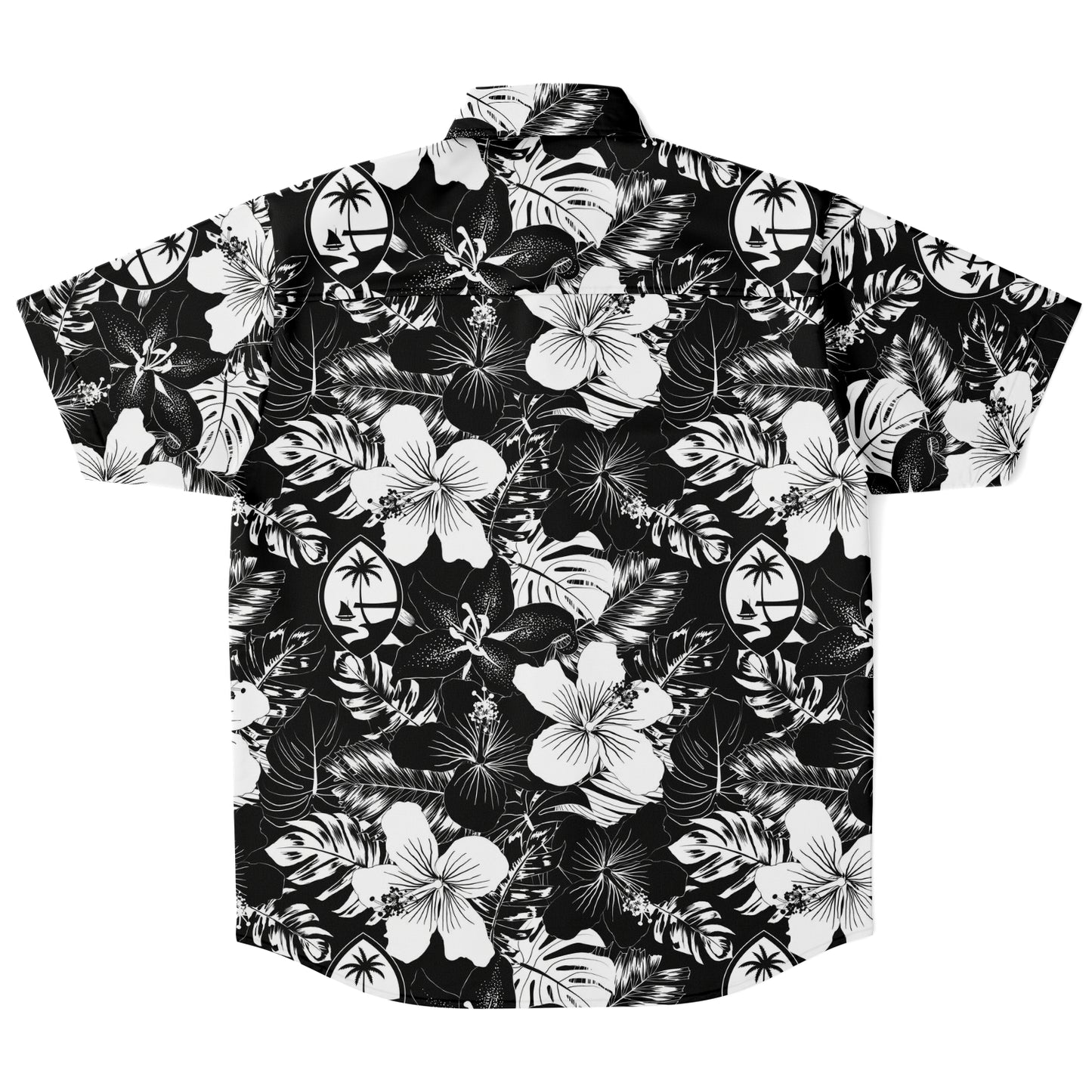Guam Black Hibiscus Button Down Shirt Size Medium - Ready to Ship