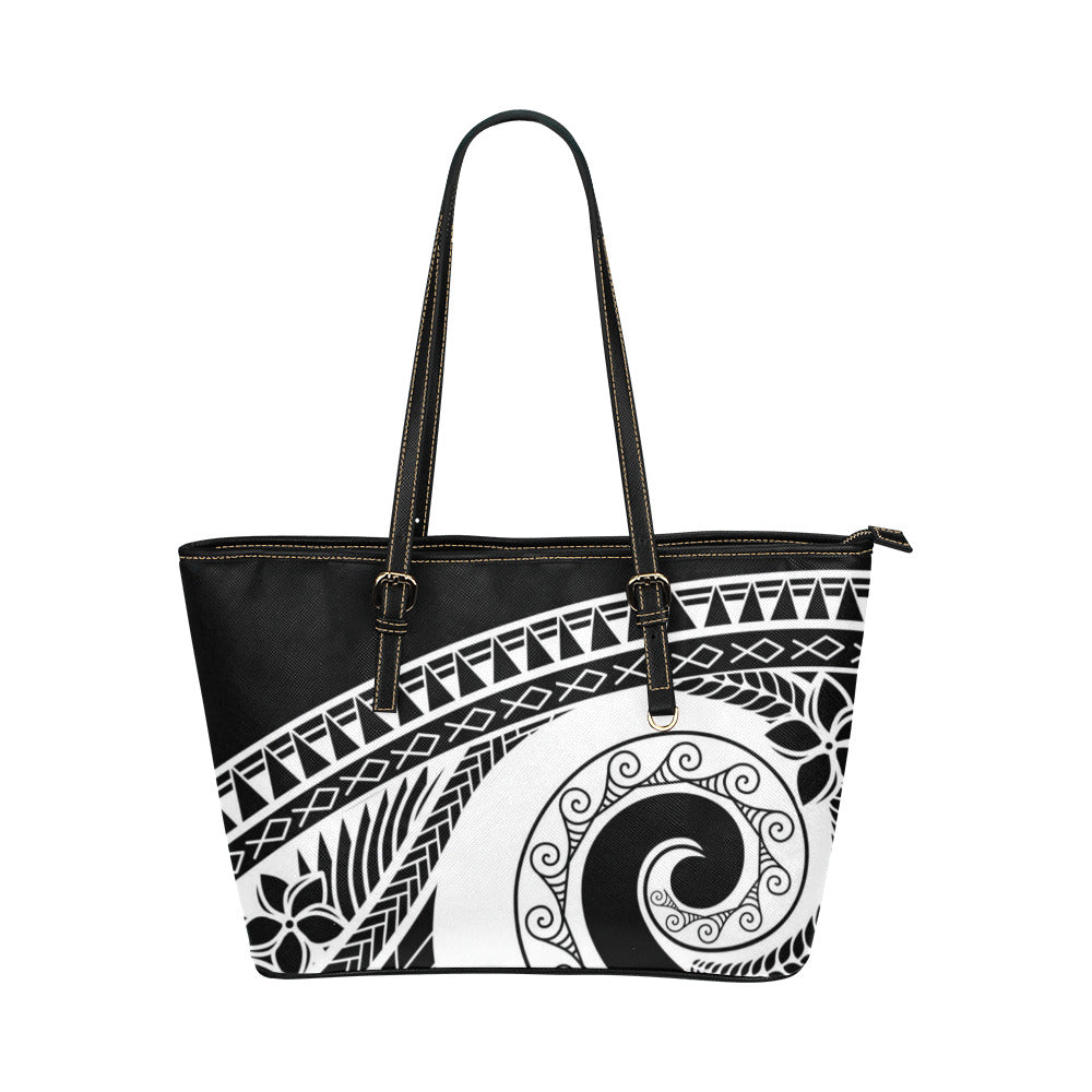 Guam CNMI Tribal Black Large Leather Tote Purse
