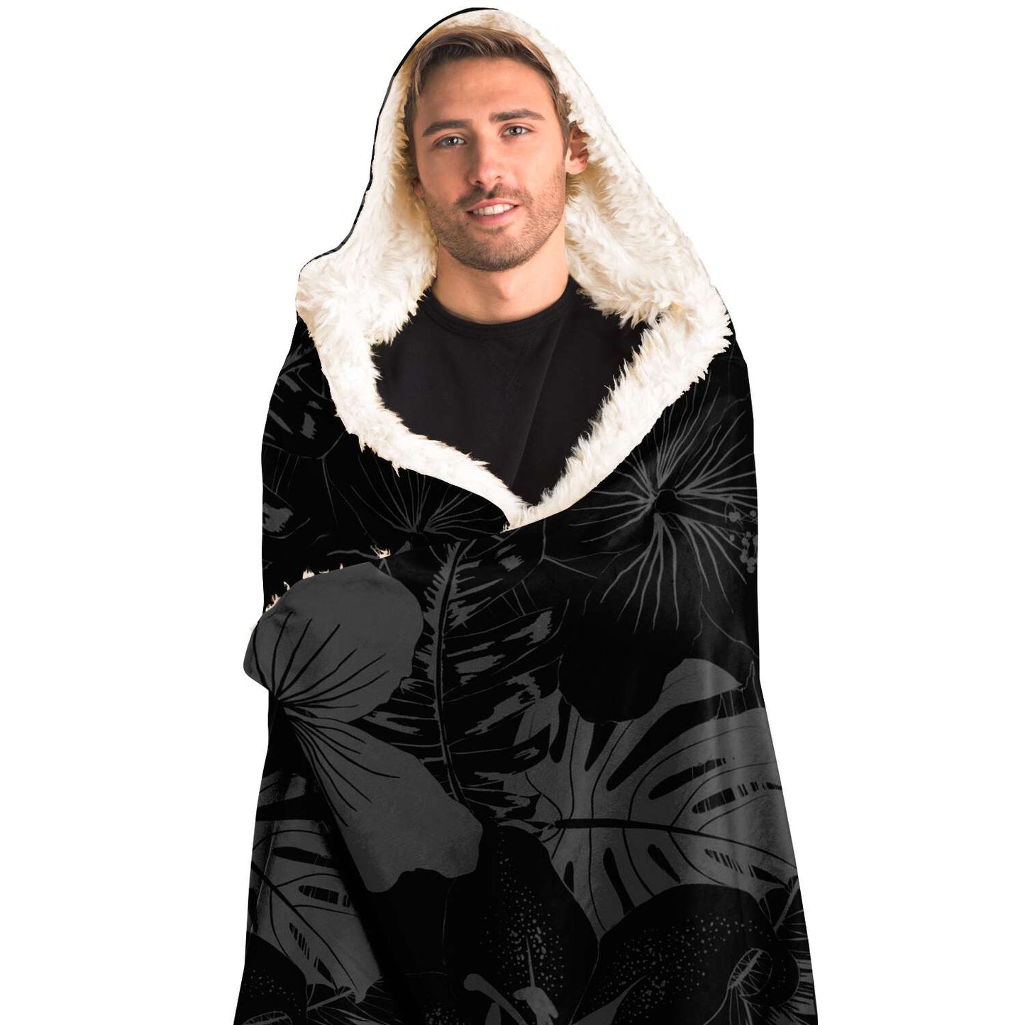 Latte Stone Guam Tribal Black Premium Sherpa Hooded Blanket