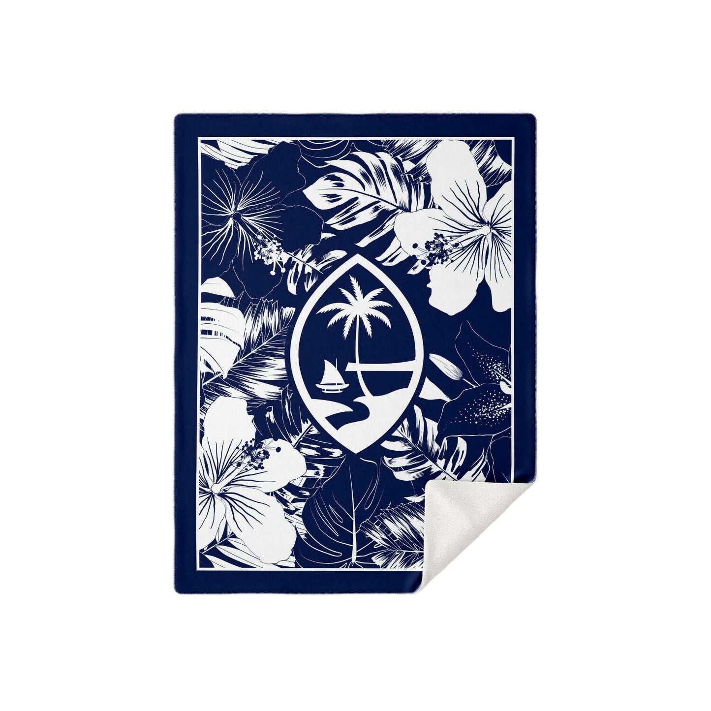 Guam Hibiscus Navy Blue Microfleece Blanket