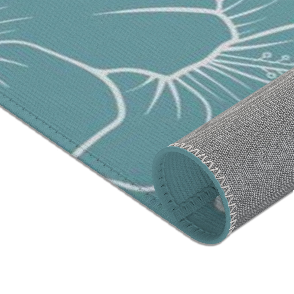 Guam CNMI Modern Hibiscus Teal Area Rug
