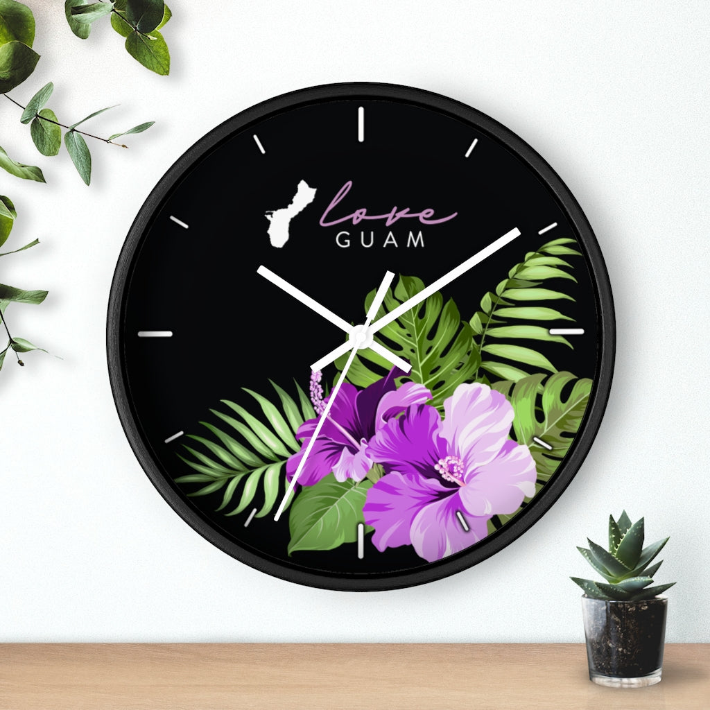 Love Guam Purple Hibiscus Wall clock