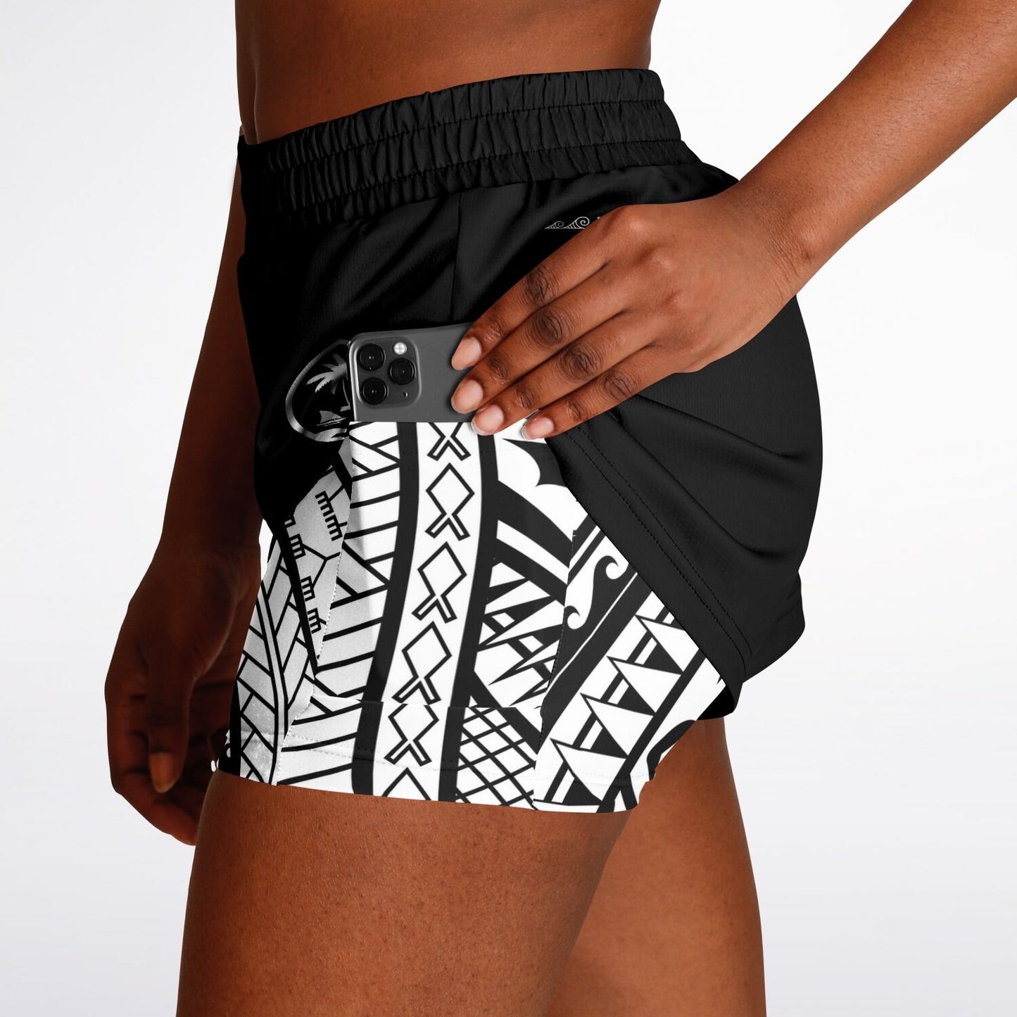 Guam Red Hibiscus Paradise Layer 2-in-1 Phone Pocket Active Shorts