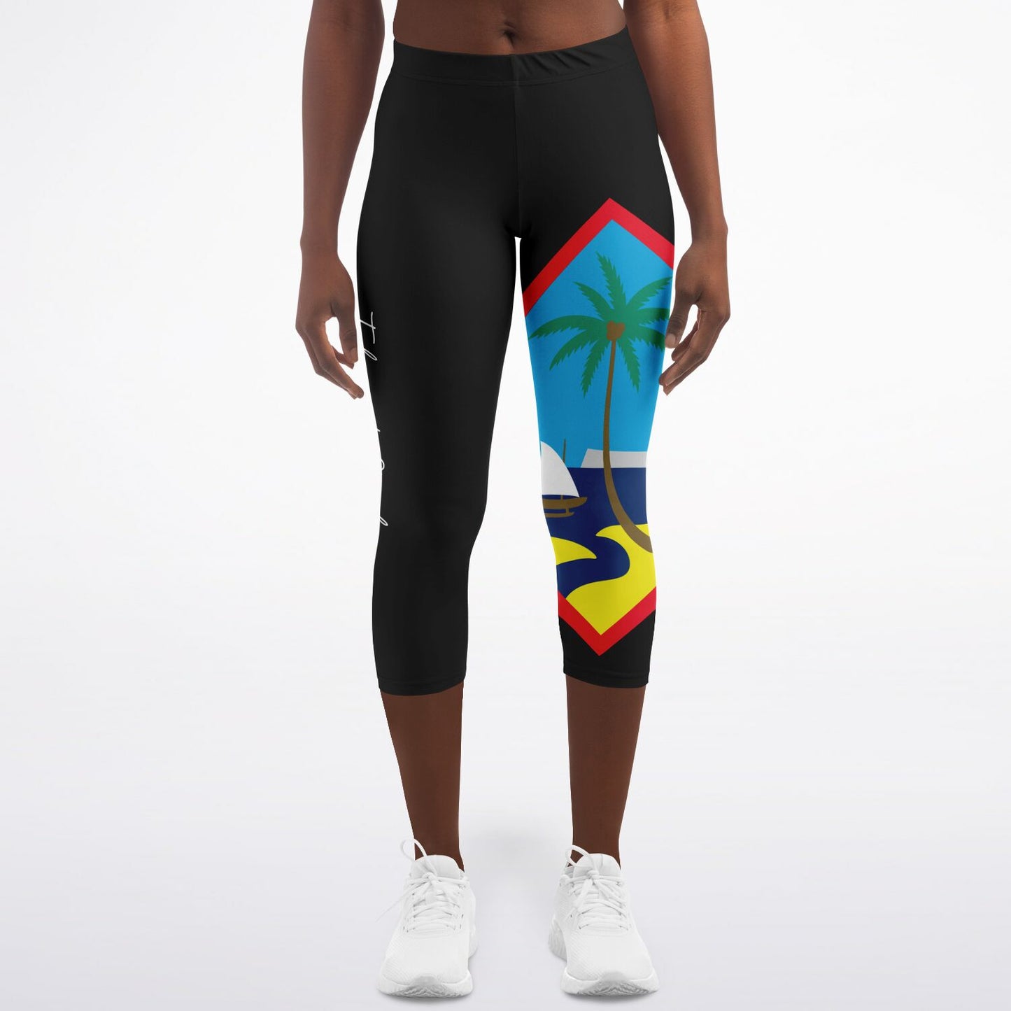 Guam Seal Color Island Girl Black Capri Leggings