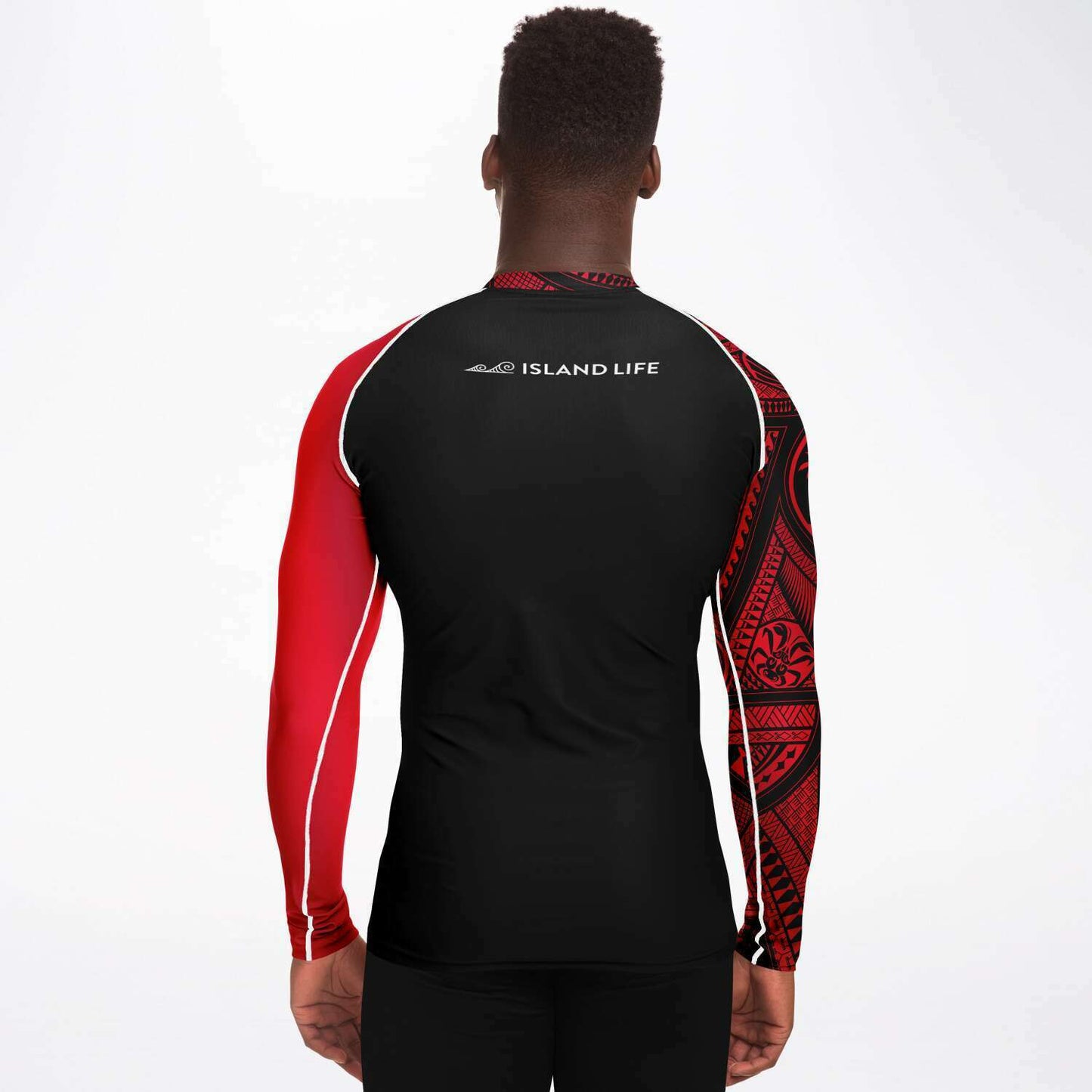 Guahan Tribal Men's Red Rashguard