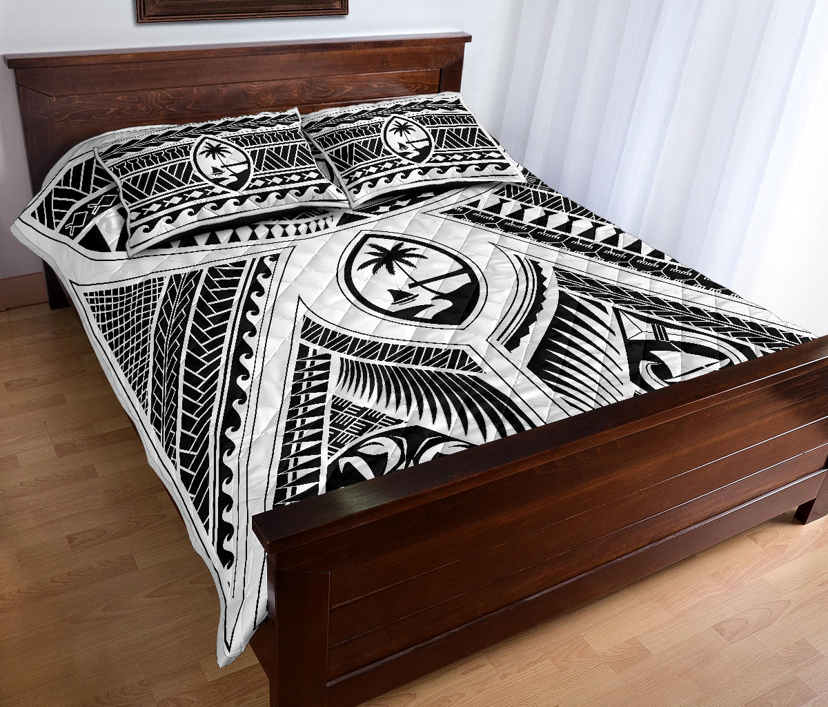 Guahan Modern Tribal White Quilt Bedding Set
