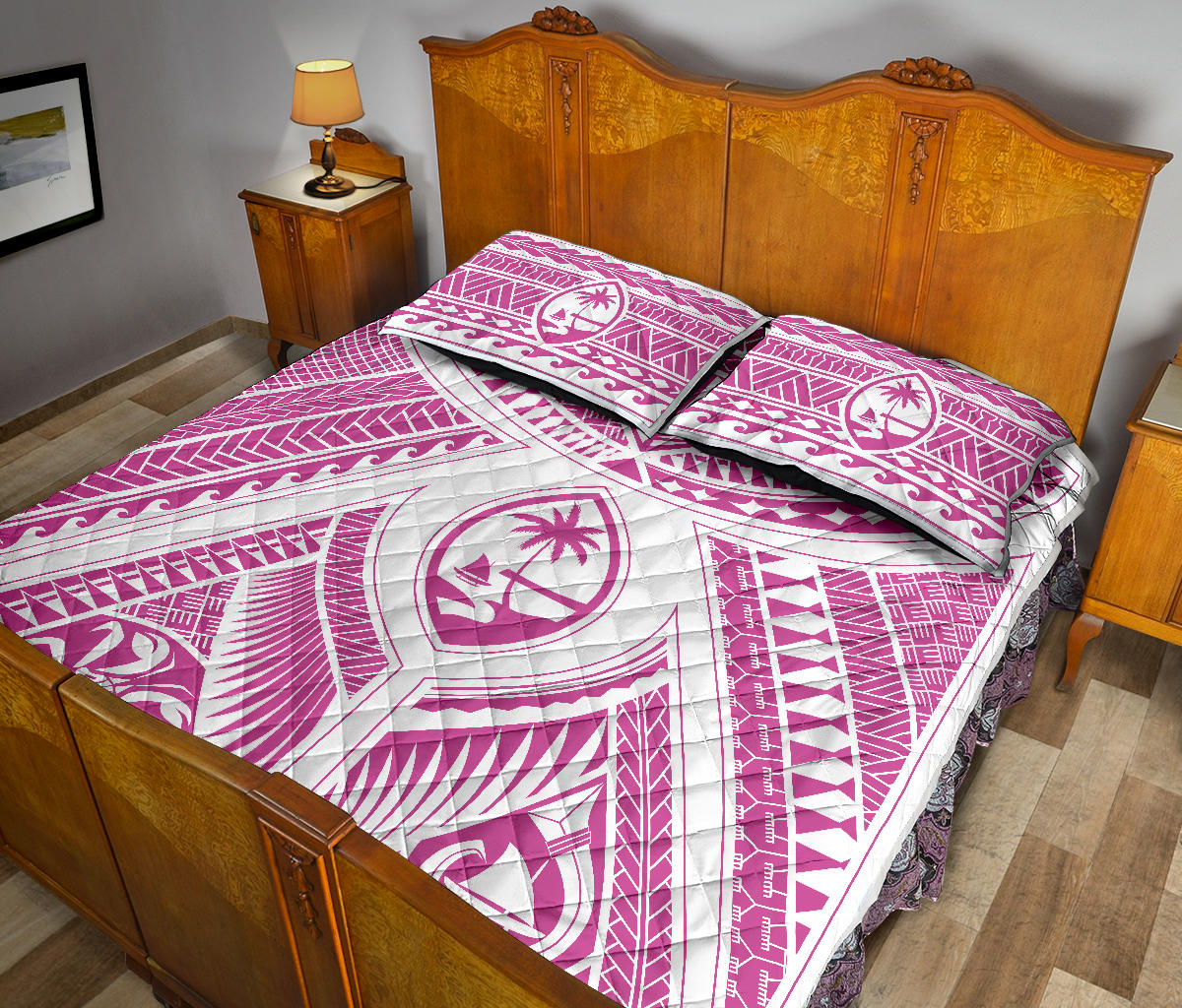 Guahan Modern Tribal Pink Quilt Bedding Set