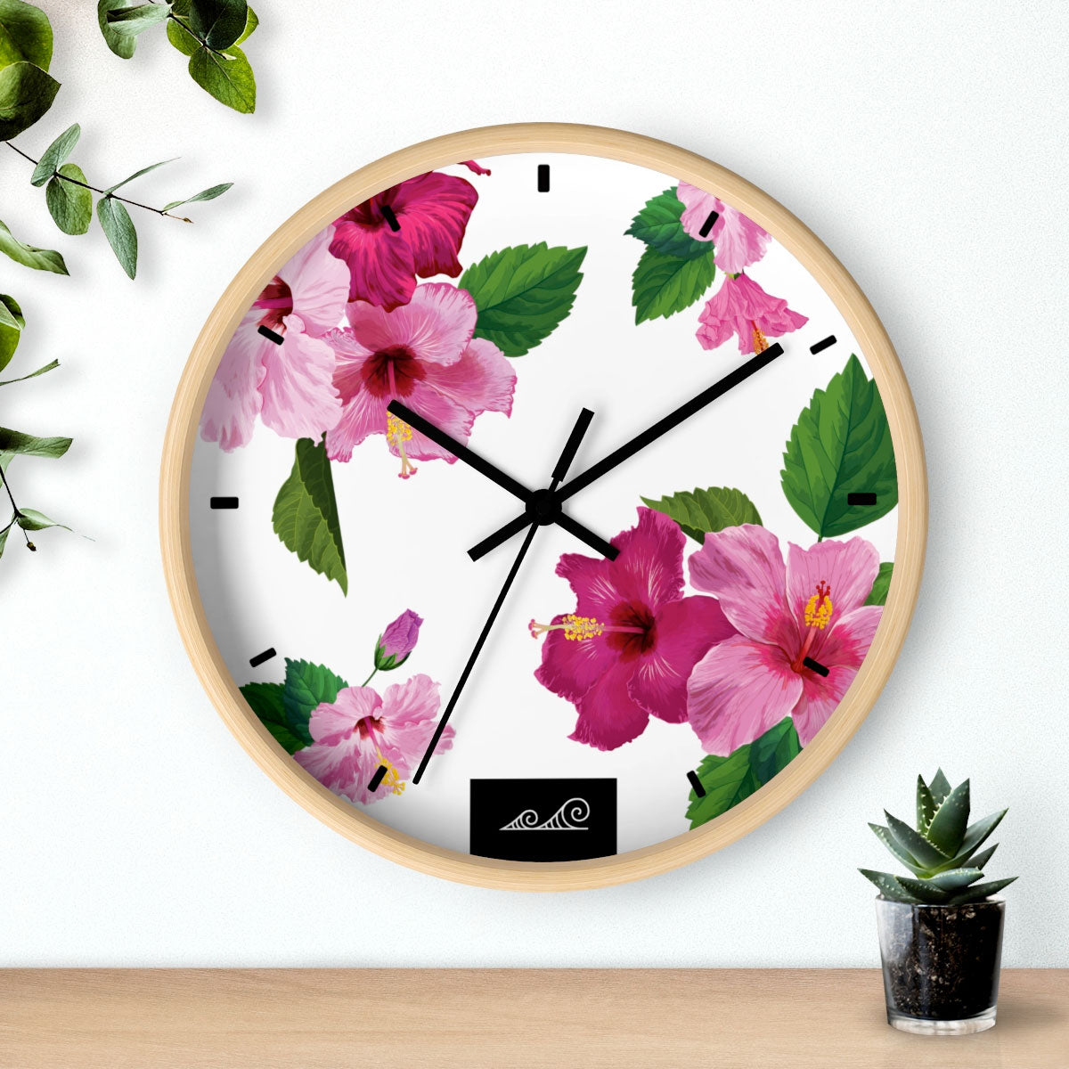 Fuchsia Hibiscus Guam CNMI Wall Clock