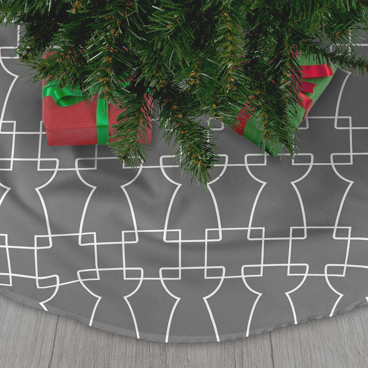 Geometric Latte Stone Guam CNMI Gray Christmas Tree Skirt