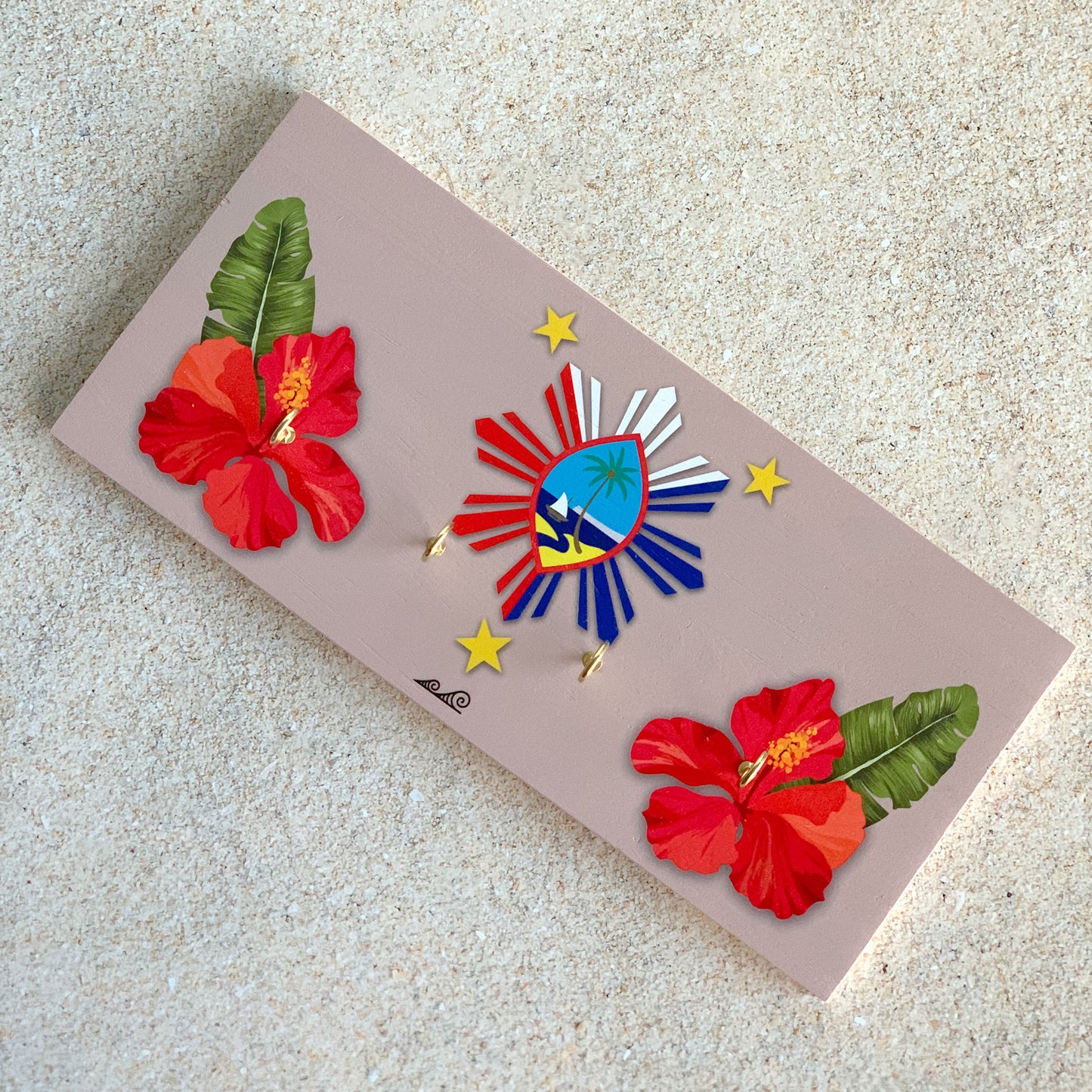 Guam Philippines Hibiscus Paradise Wood Key Holder